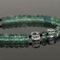 Green Fluorite, White Quartz & Black Spinel Rondelle & Cube 2-6mm Faceted beads bracelet | STK-3311