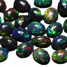 5 Pcs. Of Natural Black Ethiopian Opal Oval Cabochon 7x9mm loose gemstone. | OW_00487
