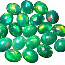 10 Pcs. Of Natural Green Ethiopian Opal Oval Cabochon 4x6mm loose gemstone. | OW_02596