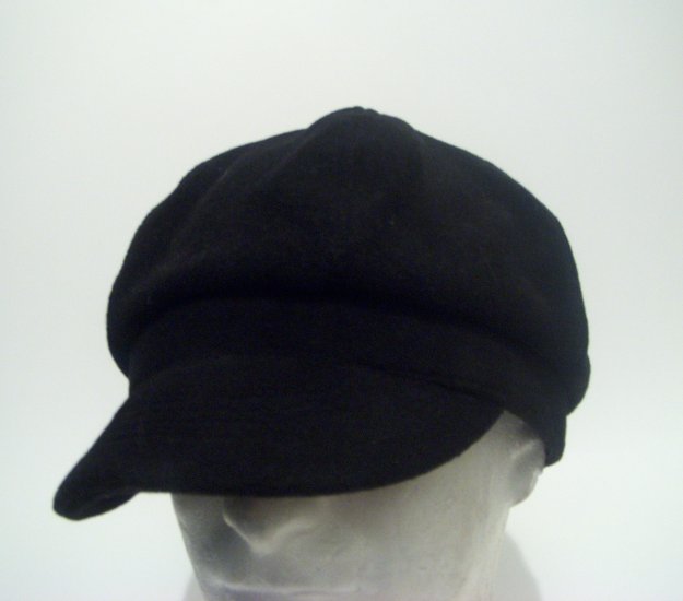 Men Women Unisex Black Wool Newsboy Hat Cabbie Cap