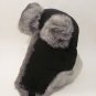 Brand New Genuine Black Rabbit Snow Fur Snow Ski Aviator Trooper Trapper Coat Hat