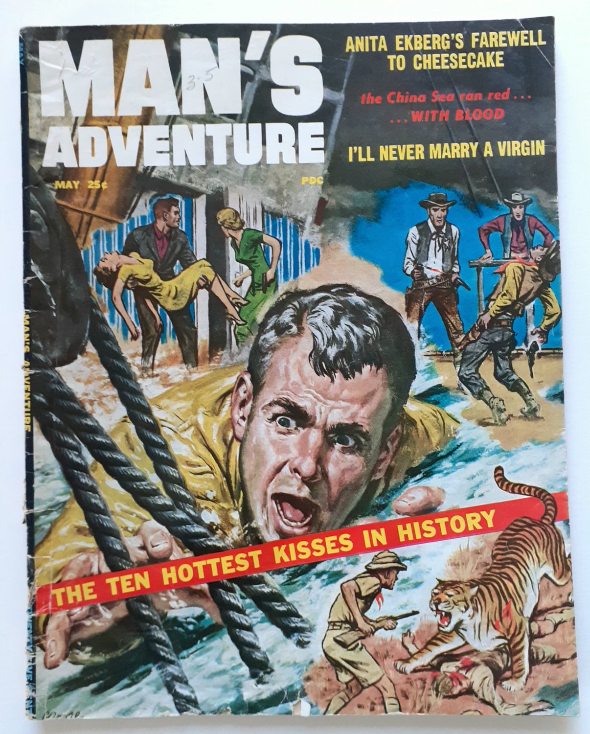 MAN'S ADVENTURE May 1957 vol 1 no 1 FIRST ISSUE Vintage Men's Adventure DIANE WEBBER magazine