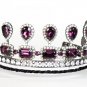 Cubic Zircon Sterling Silver Amethyst Tiara Crown Bridal Tiara Anniversary Crown