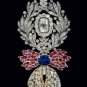 Antique Replica Cubic Zircon Sapphire Ruby Brooch Anniversary Gift For Him