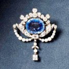 Vintage Reproduction Cubic Zircon 925 Sterling Silver Sapphire Brooch For Woman Vintage Reproduction Cubic Zircon 925 Sterling Silver Sapphire Brooch For Woman