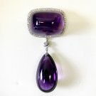 Reproduction CZ Diamond Amethyst Silver Brooch Stylish Brooch Zircon Brooch
