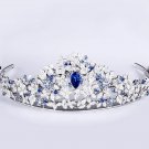 Cubic Zircon 925 Silver Blue Sapphire Wedding Anniversary Gift Tiara Crown Cubic Zircon 925 Silver Blue Sapphire Wedding Anniversary Gift Tiara Crown