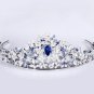 Cubic Zircon 925 Silver Blue Sapphire Wedding Anniversary Gift Tiara Crown