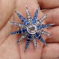 0.58ct Rose Cut Diamond 925 Silver Sapphire Brooch Diamond Brooch Pendant