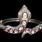 3.18ct Rosecut & Polki Diamond Sterling Silver Snake Bracelet Antique Finish