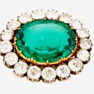 Sterling Silver Cubic Zircon Emerald Brooch Antique Look Broach Pin Sterling Silver Cubic Zircon Emerald Brooch Antique Look Broach Pin