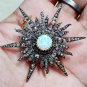 Rosecut 2.64ct Diamond Silver Opal Antique Finish Brooch, Diamond Broach