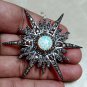 Rosecut 2.64ct Diamond Silver Opal Antique Finish Brooch, Diamond Broach