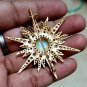 Rosecut 2.64ct Diamond Silver Opal Antique Finish Brooch, Diamond Broach