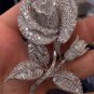 Vintage Inspired Cubic Zircon 925 Silver Flower Shape Anniversary Gift Brooch