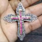 1.68ct Rose Cut Diamond 925 Silver Ruby Cross Pendant Diamond CROSS Pendant