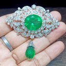 Sterling Silver Cubic Zircon Emerald Brooch for Woman's Brooch Pin Gift For Her Sterling Silver Cubic Zircon Emerald Brooch for Woman's Brooch Pin Gift For Her