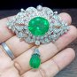 Sterling Silver Cubic Zircon Emerald Brooch for Woman's Brooch Pin Gift For Her