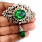 Sterling Silver Cubic Zircon Emerald Brooch for Woman's Brooch Pin Gift For Her