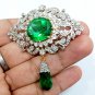 Sterling Silver Cubic Zircon Emerald Brooch for Woman's Brooch Pin Gift For Her