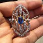 1.18ct Diamond Ring Rose cut Diamond 925 Silver Blue Sapphire Woman's Ring
