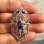 1.18ct Diamond Ring Rose cut Diamond 925 Silver Blue Sapphire Woman's Ring