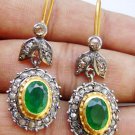 0.84ct Rosecut Diamond 925 Silver Emerald Stud wedding Anniversary Gift Earrings