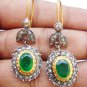 0.84ct Rosecut Diamond 925 Silver Emerald Stud wedding Anniversary Gift Earrings