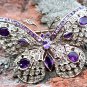 Rose Cut 3.08ct Diamond 925 Silver Amethyst Brooch Diamond Broach