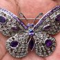 Rose Cut 3.08ct Diamond 925 Silver Amethyst Brooch Diamond Broach