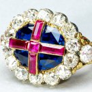 Vintage Inspired Cubic Zircon 925 Silver Sapphire Ruby Ring Wedding Gift For Her Vintage Inspired Cubic Zircon 925 Silver Sapphire Ruby Ring Wedding Gift For Her