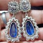 Inspired Cubic Zircon 925 Silver Sapphire Dangle Woman's Earrings Birthday Gift