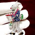 Cubic Zircon 925 Silver Sapphire Emerald Brooch Rabbit Enamel Brooch Unisex Pin