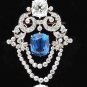 Sterling Silver Cubic Zircon Pendant/Brooch | Necklace Blue Sapphire Pendant