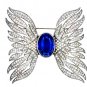 Inspired Moissanite 925 Silver Blue Sapphire Brooch Love Gift For her Birthday
