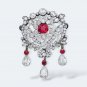 Vintage Replica Cubic Zircon 925 Sterling Silver Ruby Brooch Gift For Love Her