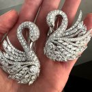Reproduction Cubic Zircon 925 Sterling Silver Brooch Silver Double Swan Brooch Reproduction Cubic Zircon 925 Sterling Silver Brooch Silver Double Swan Brooch