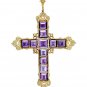 Cubic Zircon 925 Sterling Silver Amethyst Cross Pendant For Her