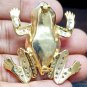 Cubic Zircon Sterling Silver Brooch Unisex Frog Style Pin Gift For Him /Her