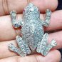 Cubic Zircon Sterling Silver Brooch Unisex Frog Style Pin Gift For Him /Her