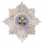 Vintage Reproduction 925 Sterling Silver Ruby Emerald Enamel Brooch Silver