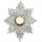 Vintage Reproduction Cubic Zircon Sterling Silver Enamel Brooch Empire Brooch