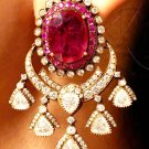 Inspired Cubic Zircon 925 Silver Ruby Dangle Woman's Earrings Gift Her