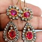 Rosecut Diamond 925 Silver Ruby Earrings Diamond Earrings Woman's Birthday Gift