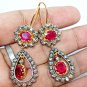 Rosecut Diamond 925 Silver Ruby Earrings Diamond Earrings Woman's Birthday Gift
