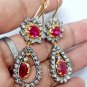 Rosecut Diamond 925 Silver Ruby Earrings Diamond Earrings Woman's Birthday Gift