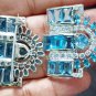 Cubic Zircon 925 Silver Blue Topaz Brooch Birthday Brooch Gift for Her