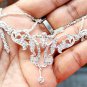Cubic Zircon 925 Silver Necklace Anniversary Wedding Jewelry With Silver Chain