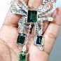 Sterling Silver Cubic Zircon Emerald Brooch for Wedding Anniversary Gift Pin