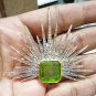 Cubic Zircon 925 Sterling Silver Peridot Designer Brooch For Birthday Gift